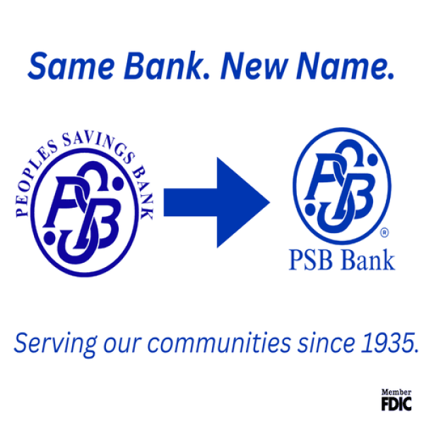 Peoples Savings Bank Announces Name Change to PSB Bank